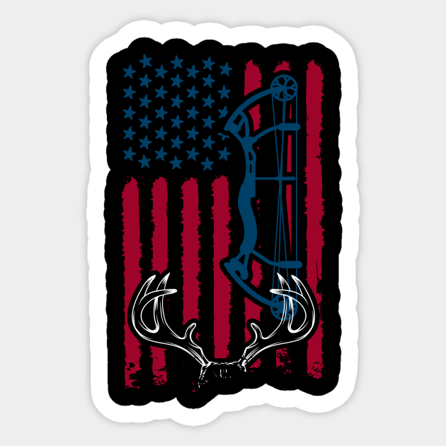 Bow Hunting Deer  american flag Sticker by Wintrly